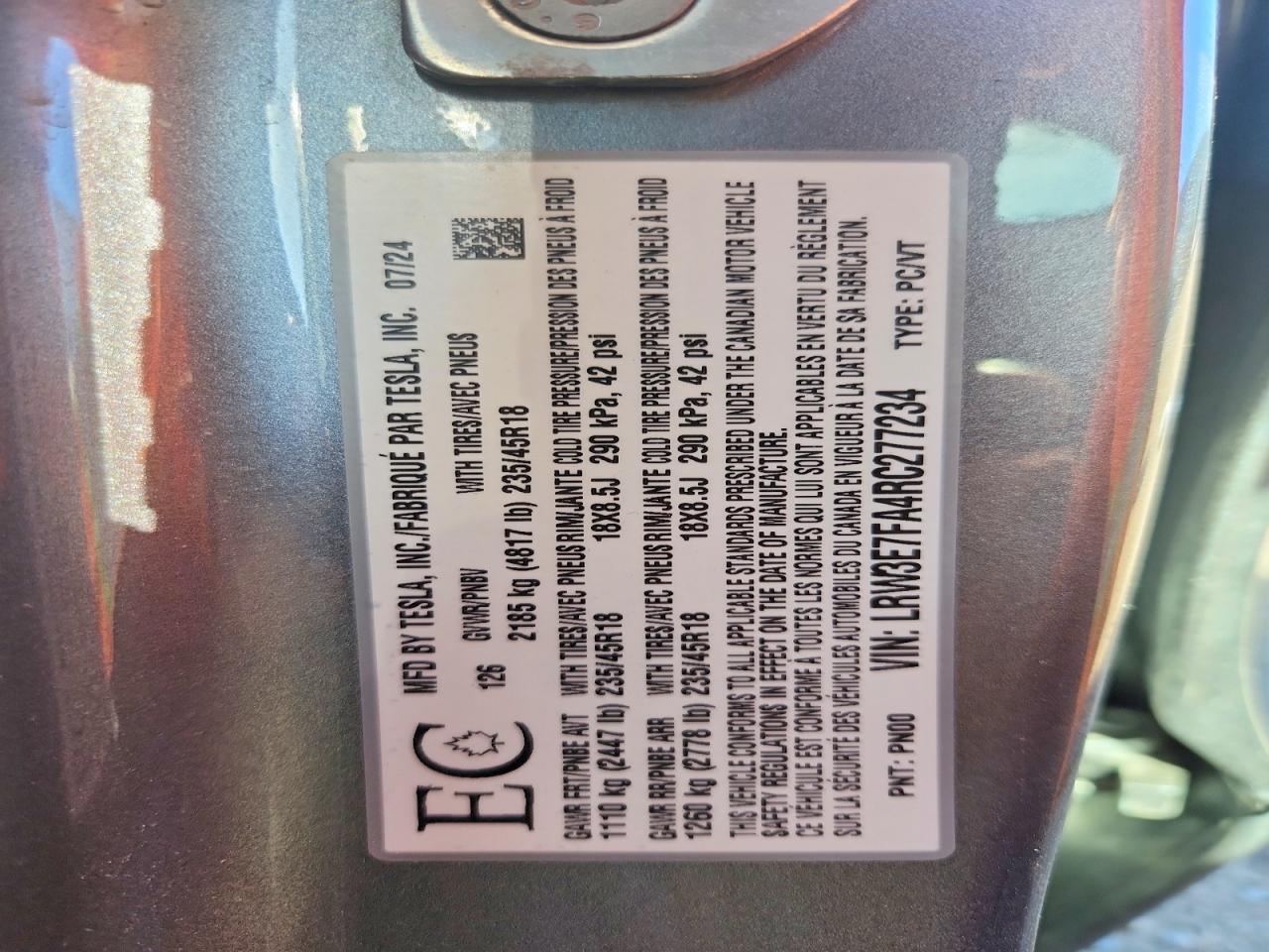 2024 TESLA MODEL 3