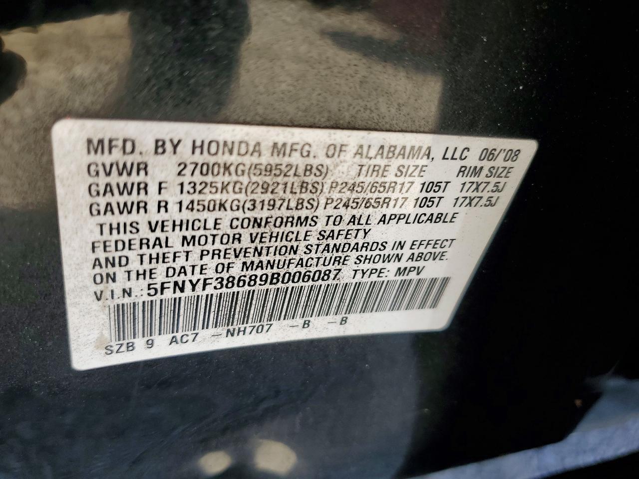2009 HONDA PILOT