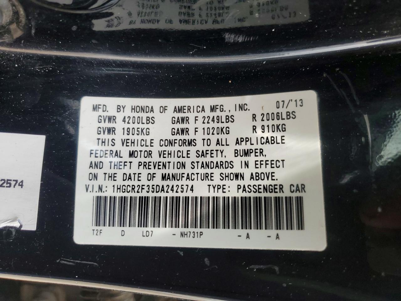 2013 HONDA ACCORD