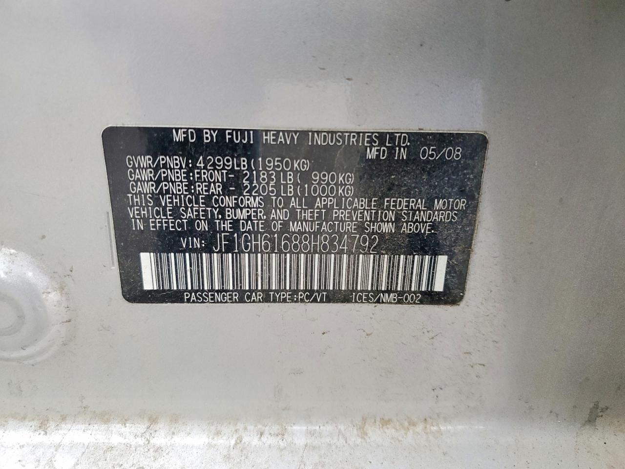 2008 SUBARU IMPREZA