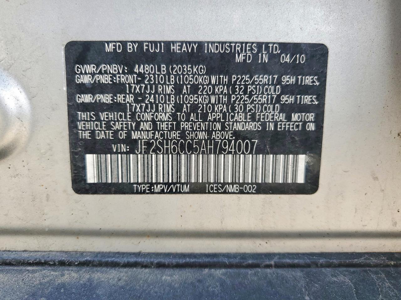2010 SUBARU FORESTER