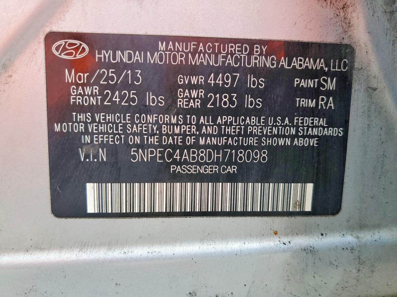 2013 HYUNDAI SONATA