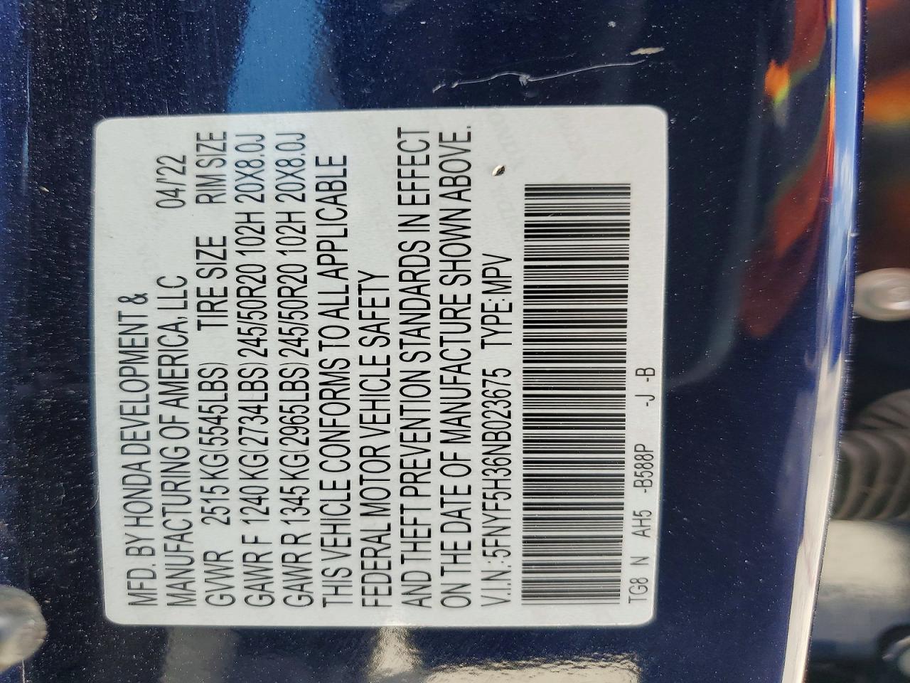 2022 HONDA PILOT