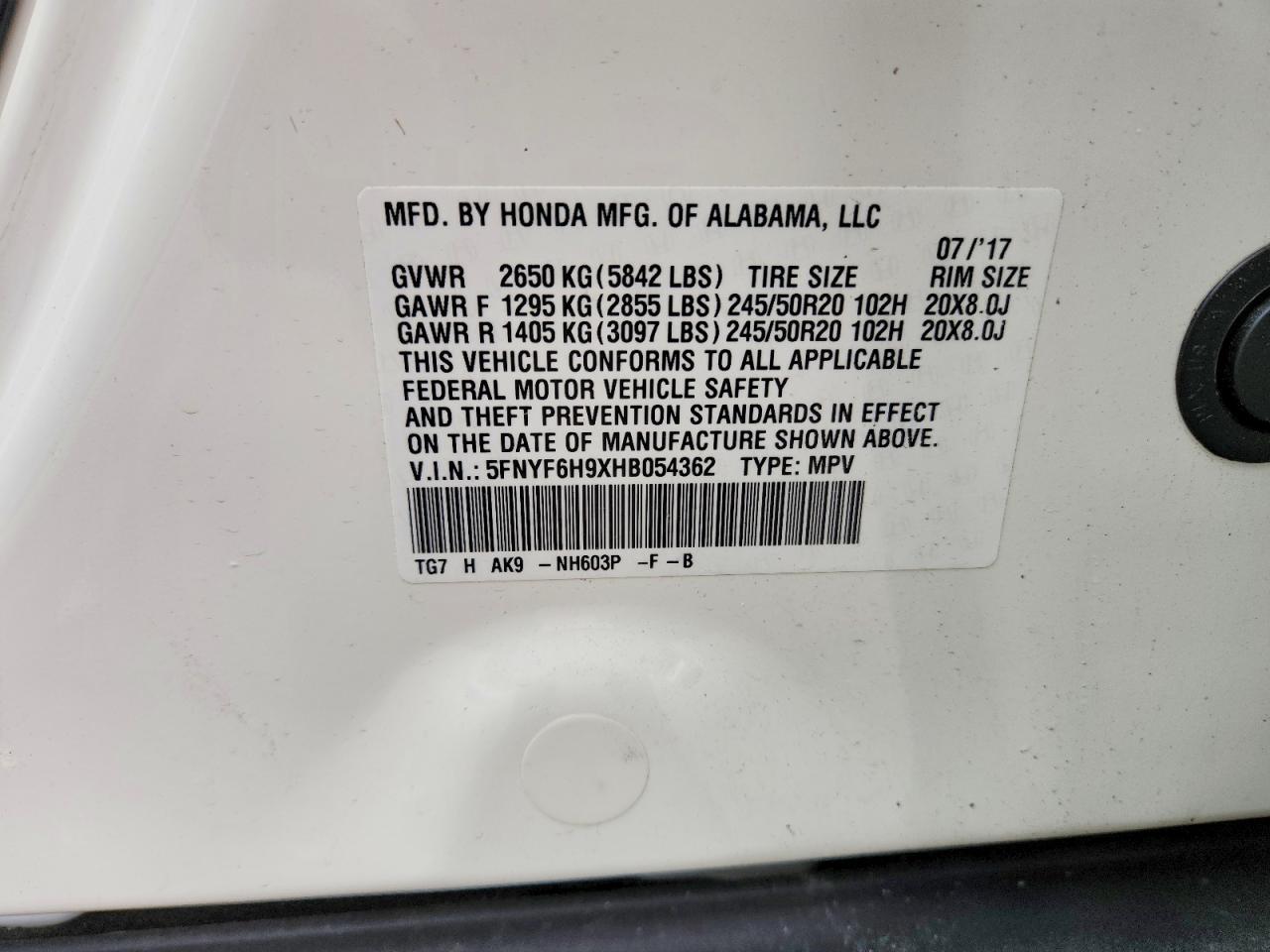 2017 HONDA PILOT