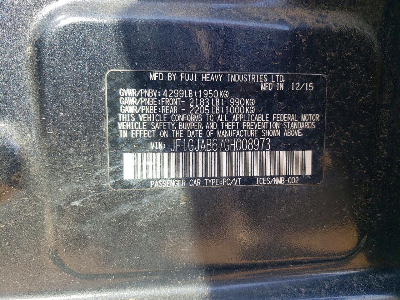 2016 SUBARU IMPREZA