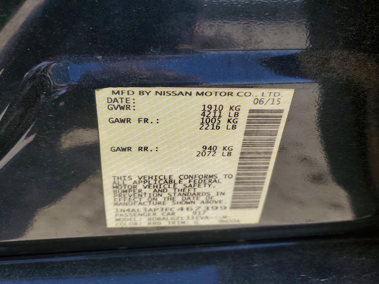 2015 NISSAN ALTIMA