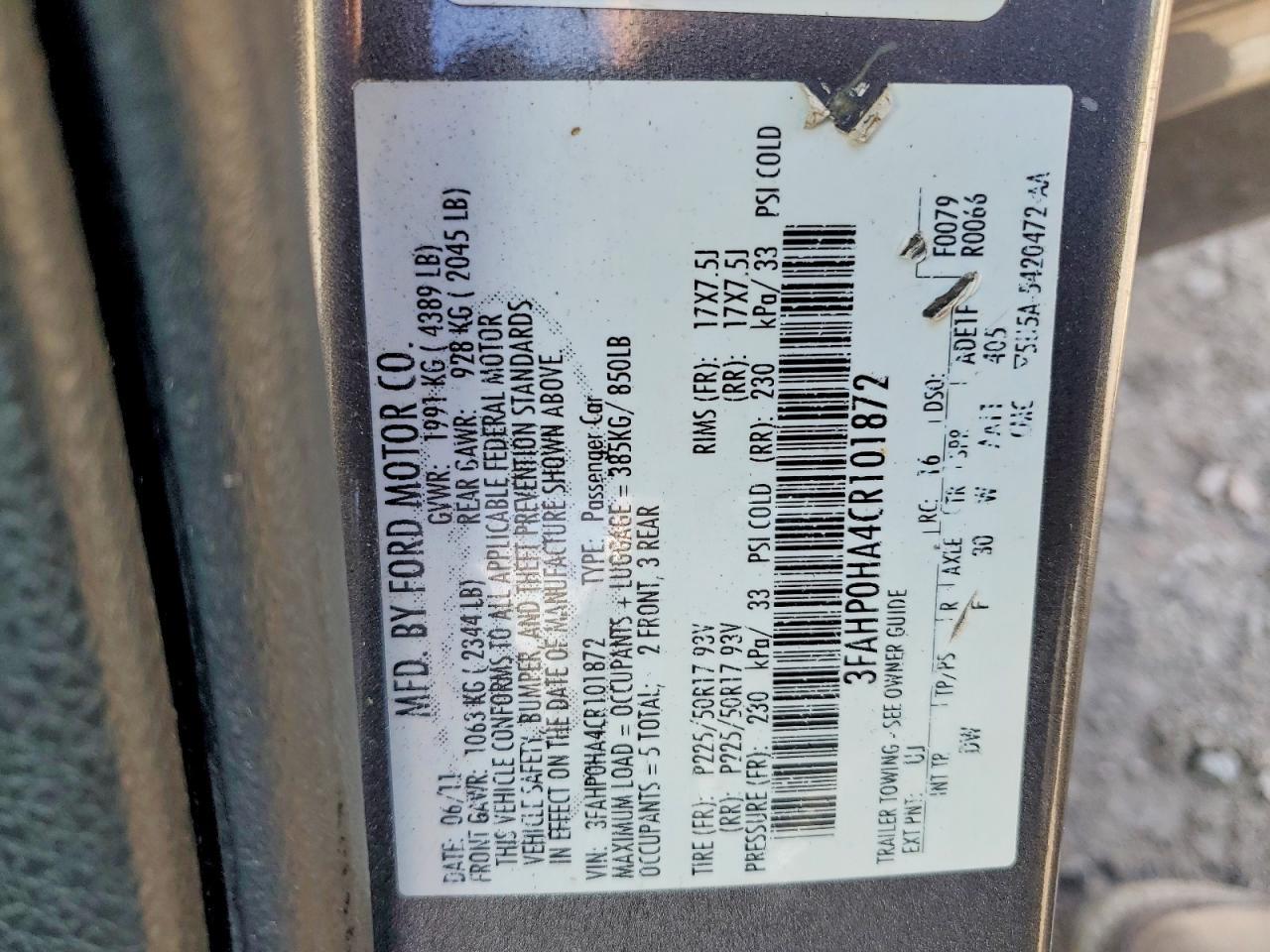 2012 FORD FUSION