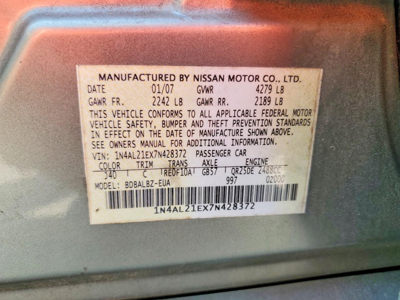 2007 NISSAN ALTIMA