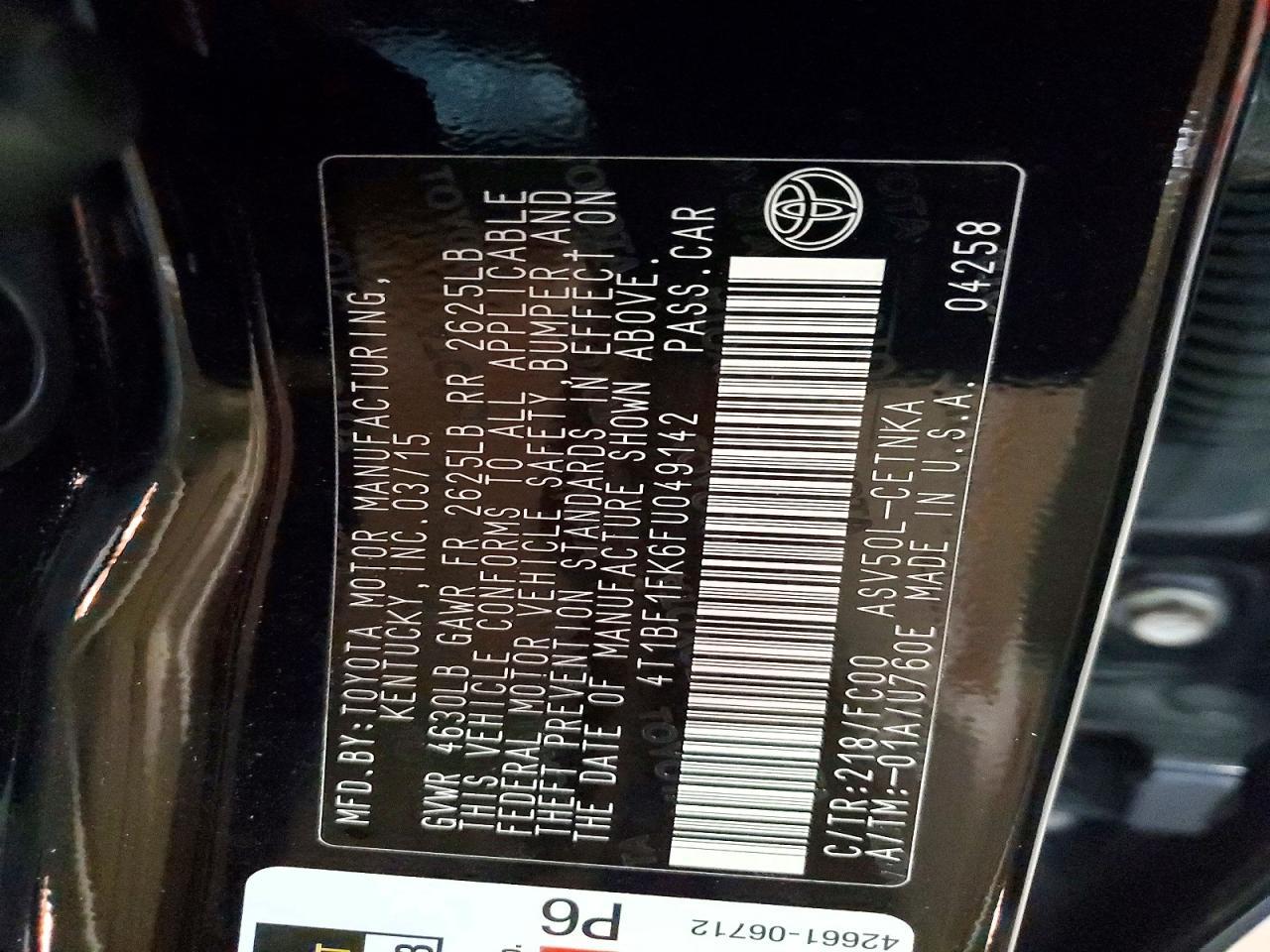 2015 TOYOTA CAMRY