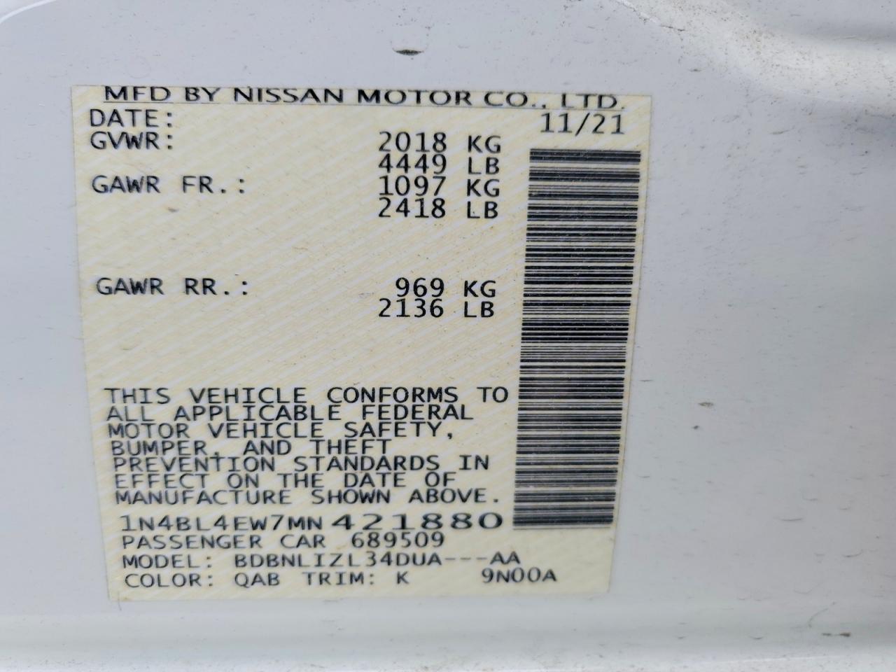 2021 NISSAN ALTIMA