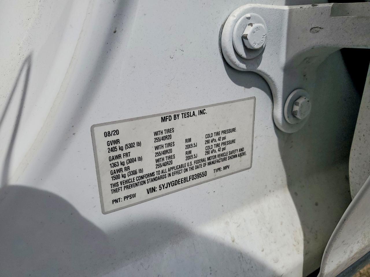 2020 TESLA MODEL Y