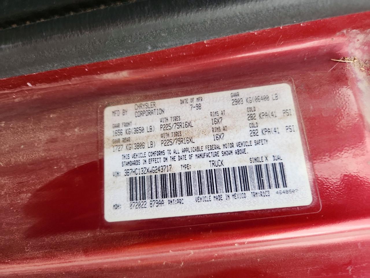1998 DODGE RAM 1500