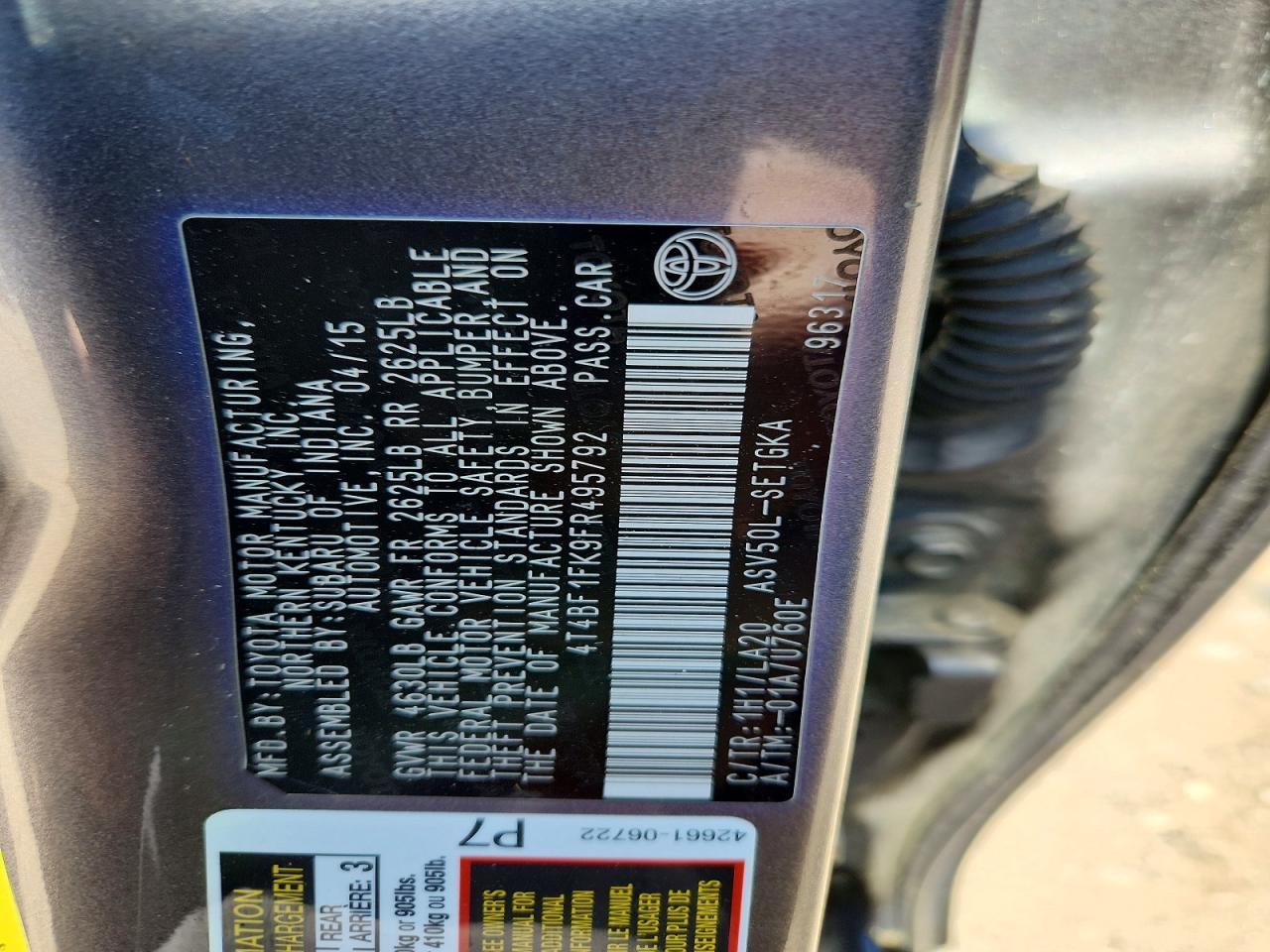 2015 TOYOTA CAMRY