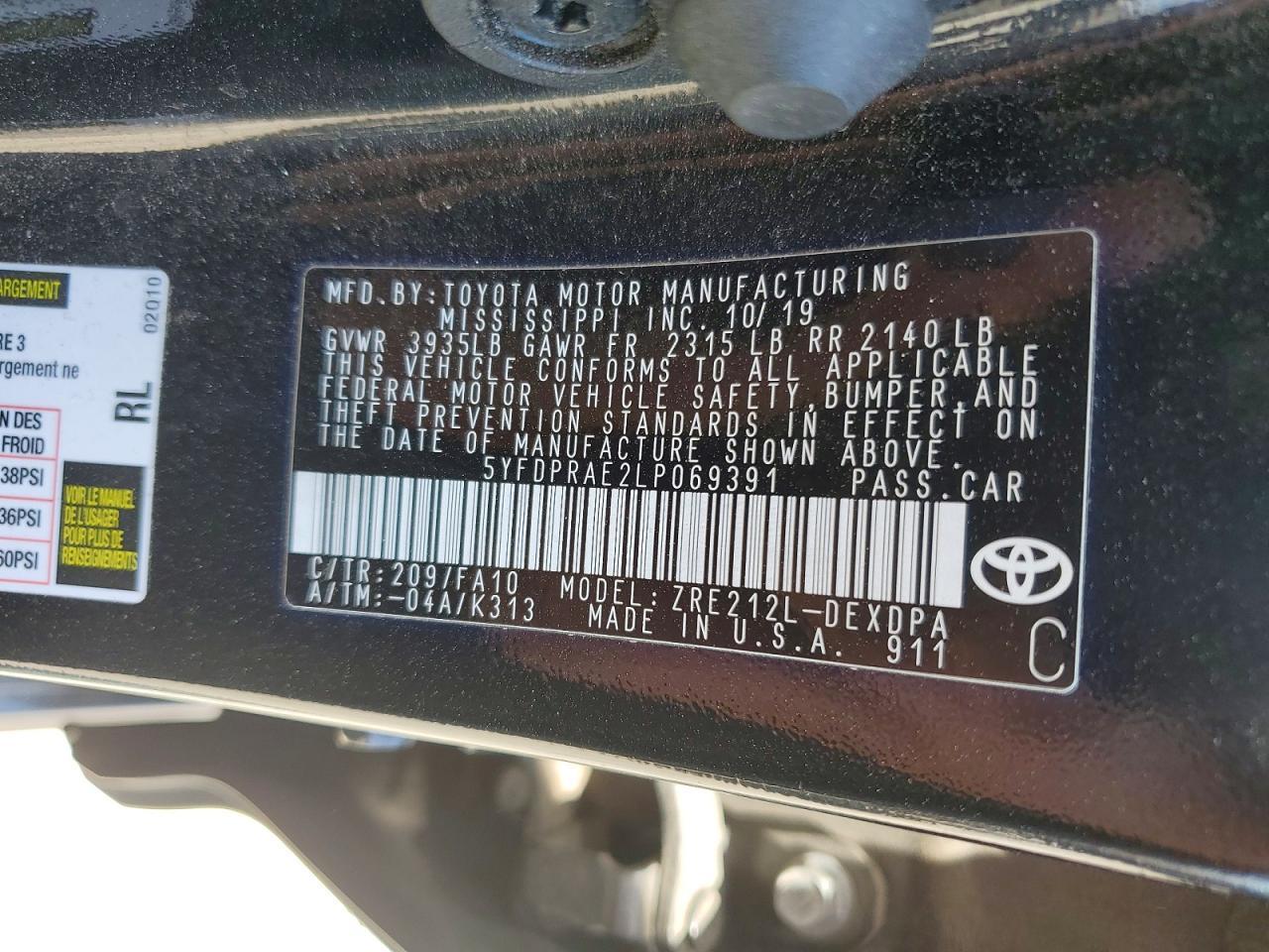 2020 TOYOTA COROLLA