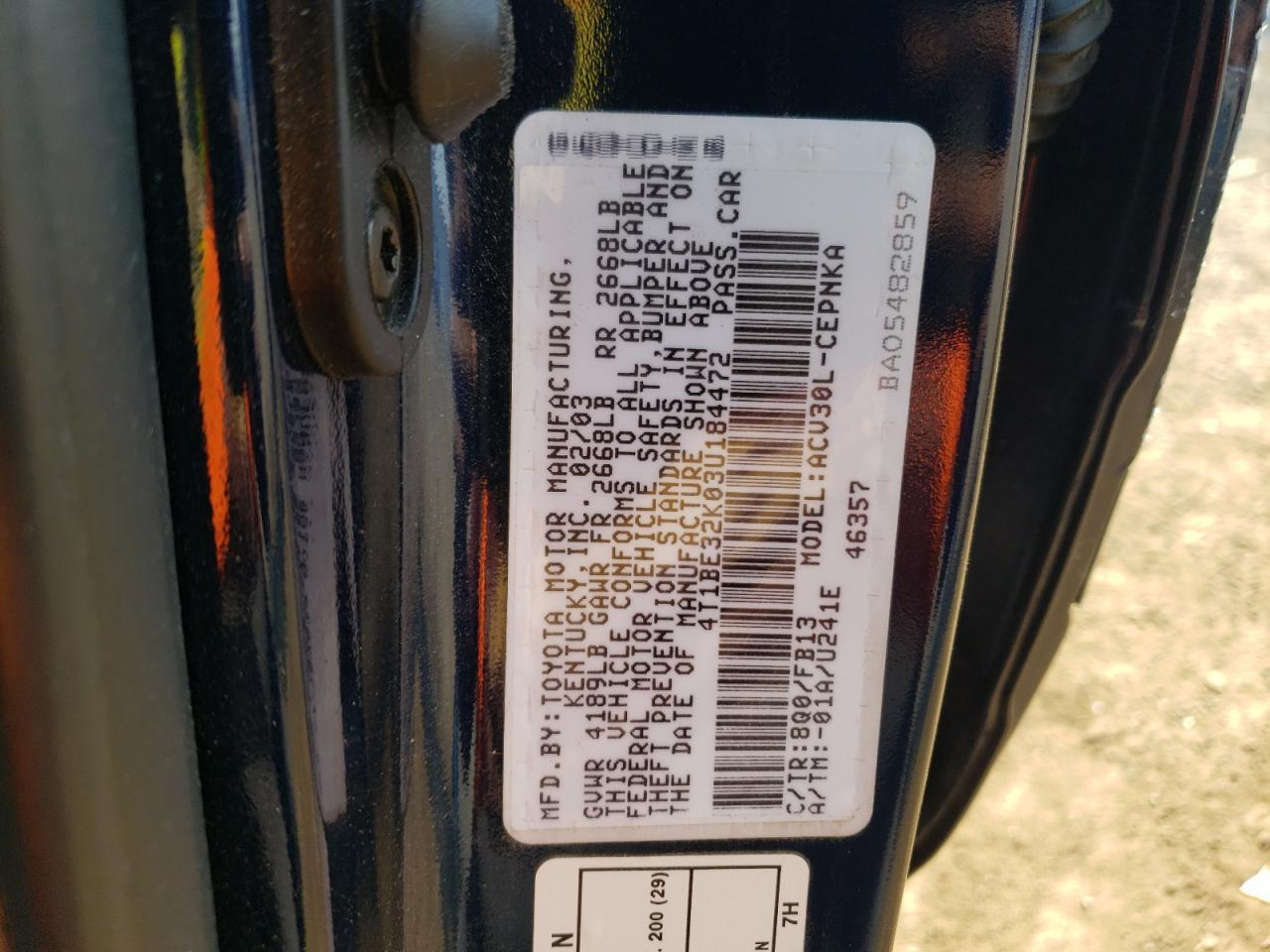 2003 TOYOTA CAMRY