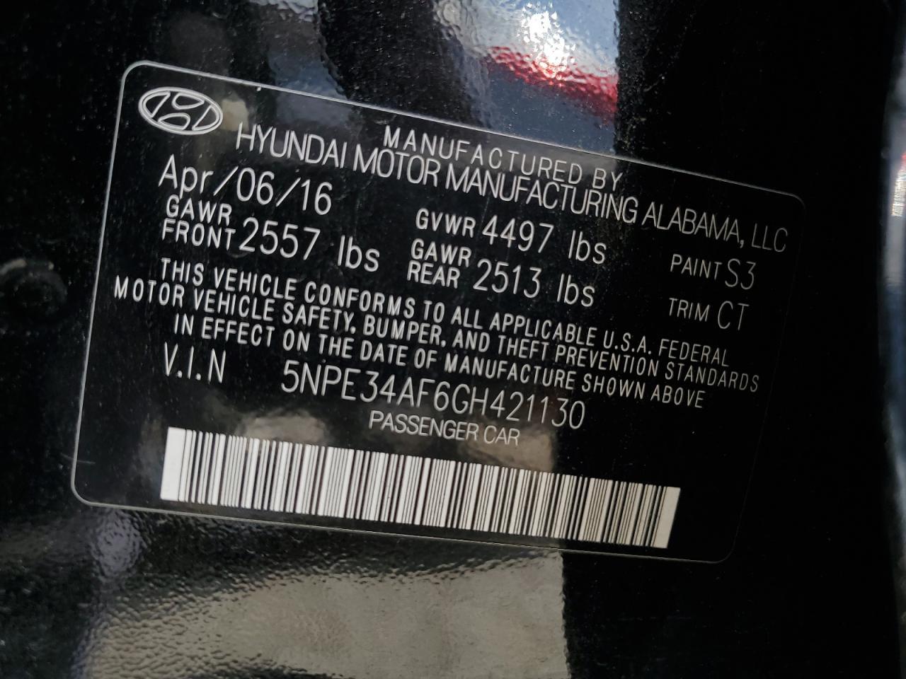 2016 HYUNDAI SONATA