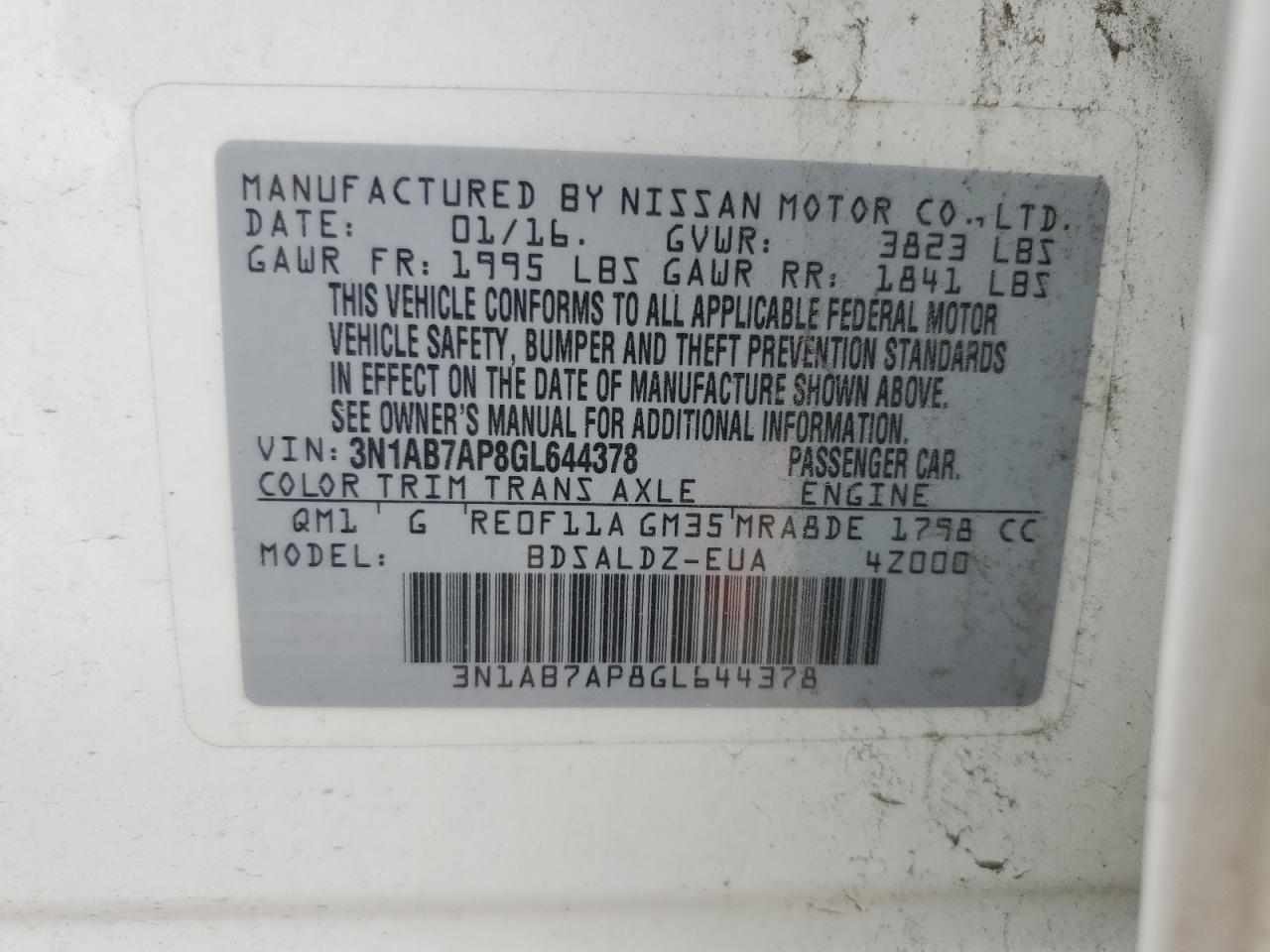 2016 NISSAN SENTRA