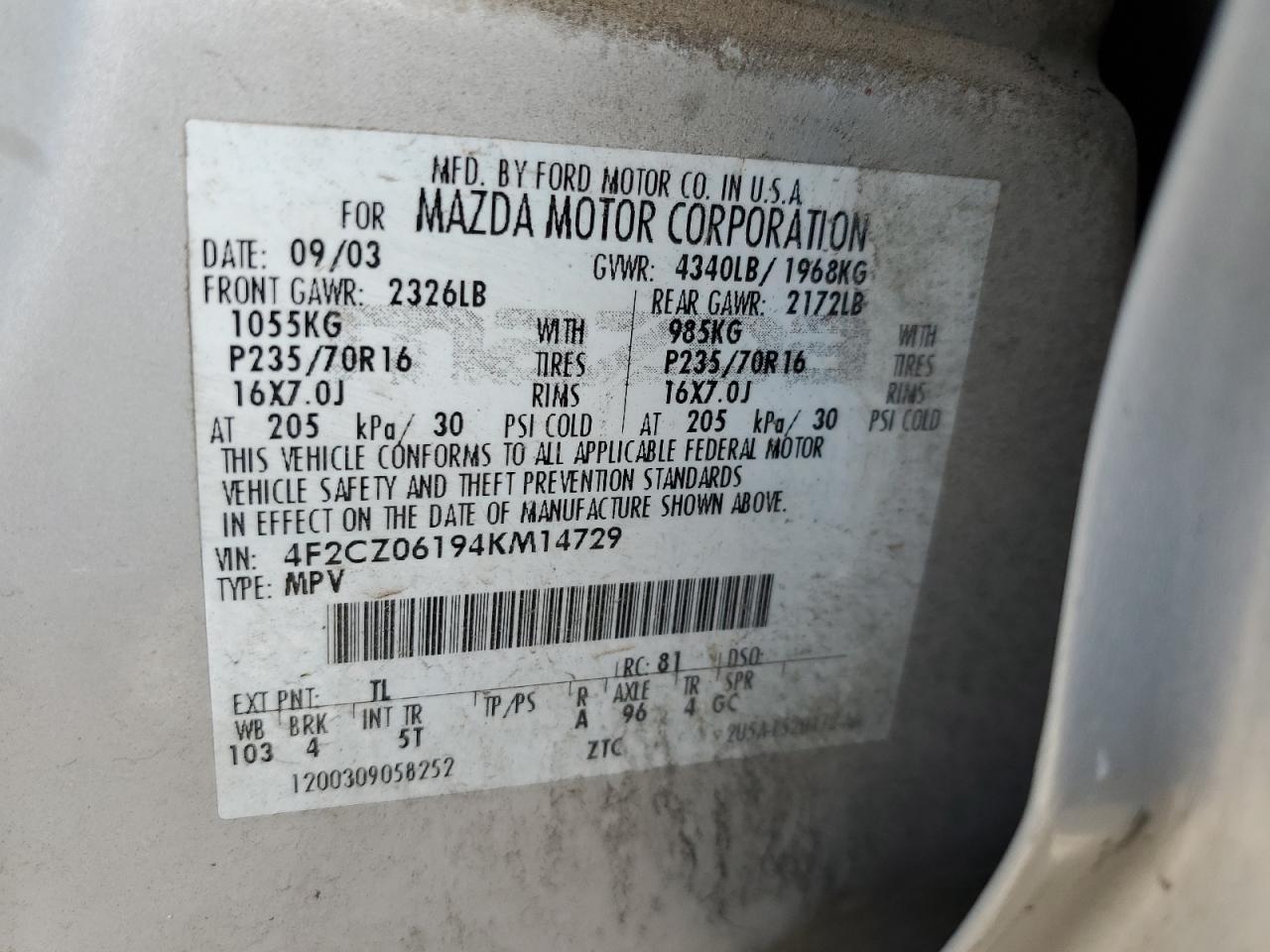 2004 MAZDA Tribute