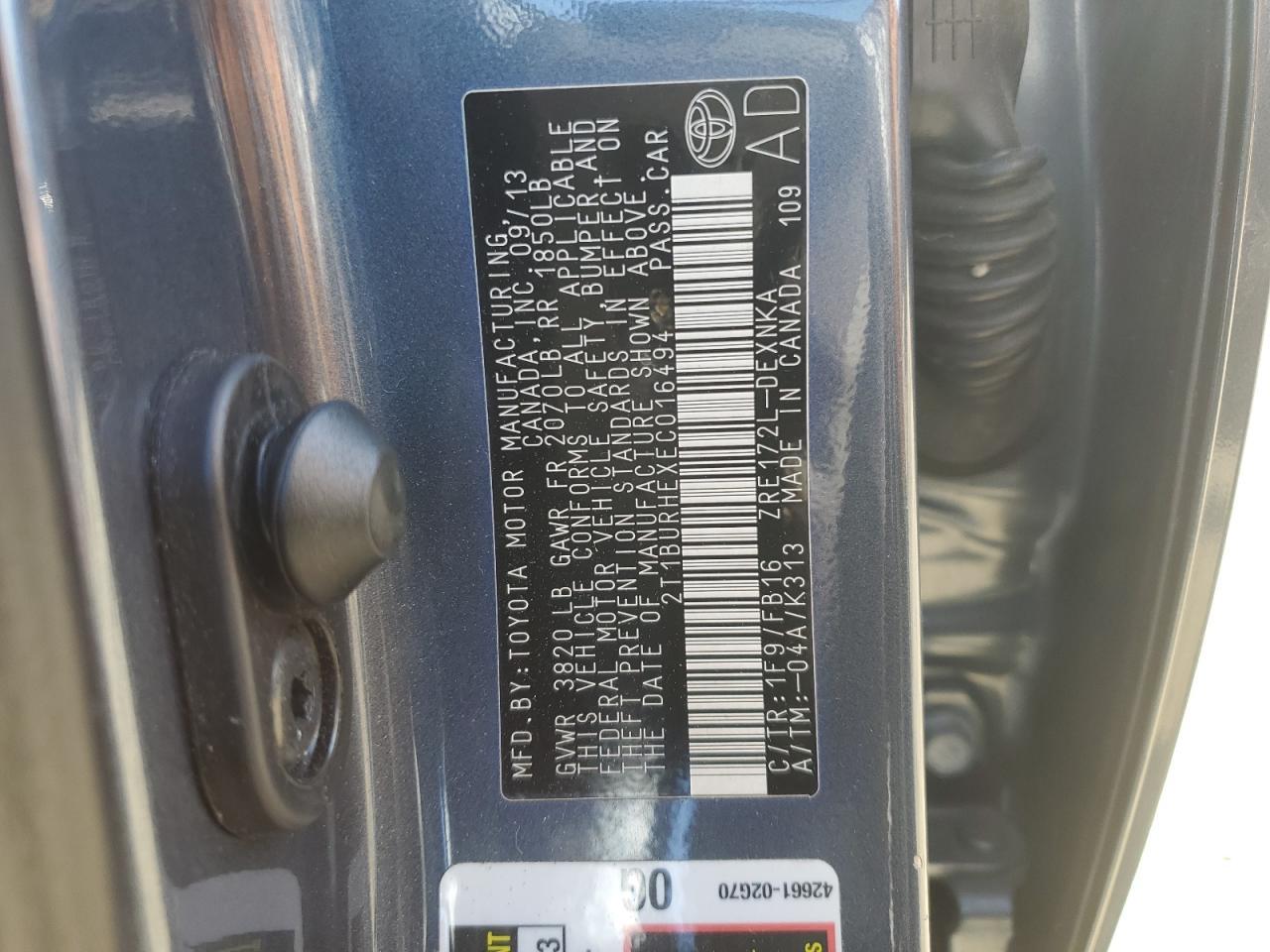 2014 TOYOTA COROLLA