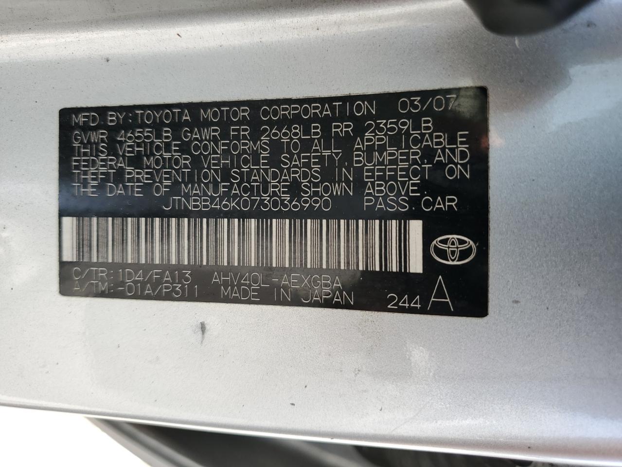 2007 TOYOTA CAMRY