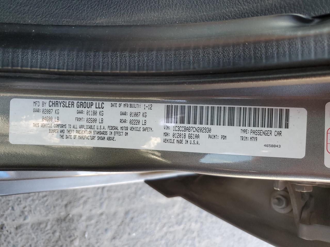 2012 CHRYSLER 200