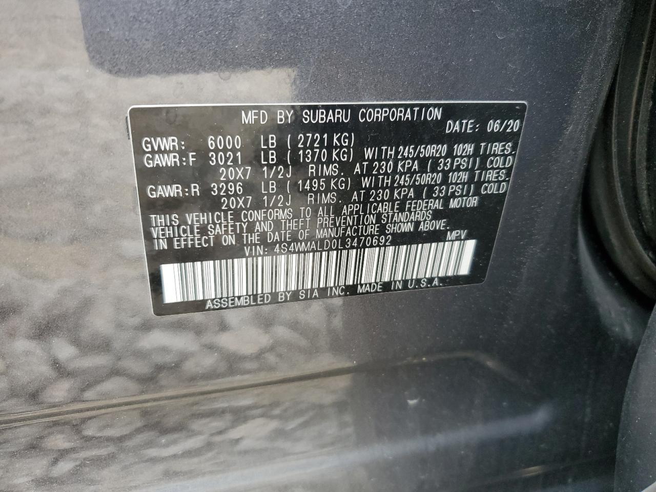 2020 SUBARU Ascent