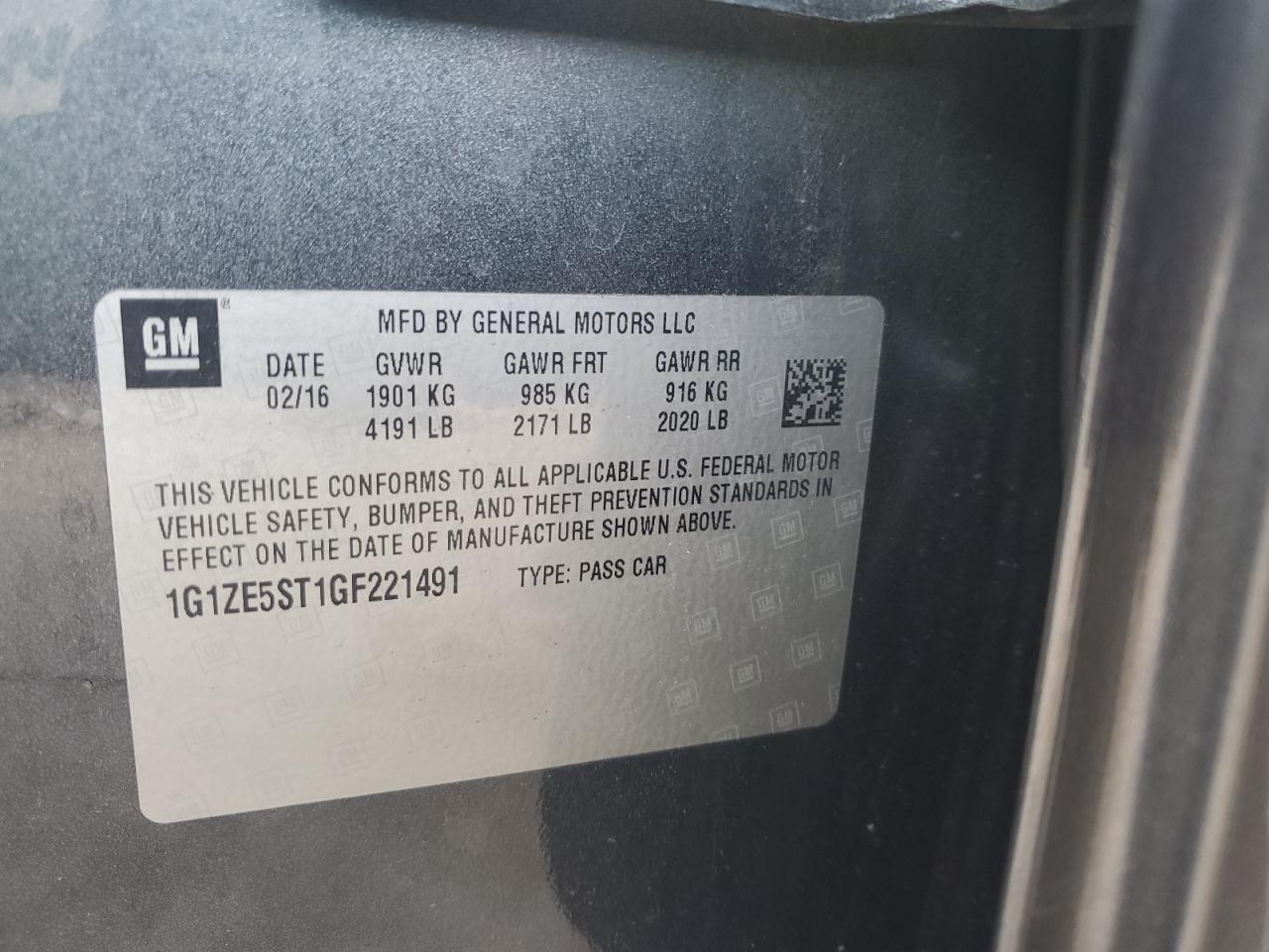 2016 CHEVROLET MALIBU