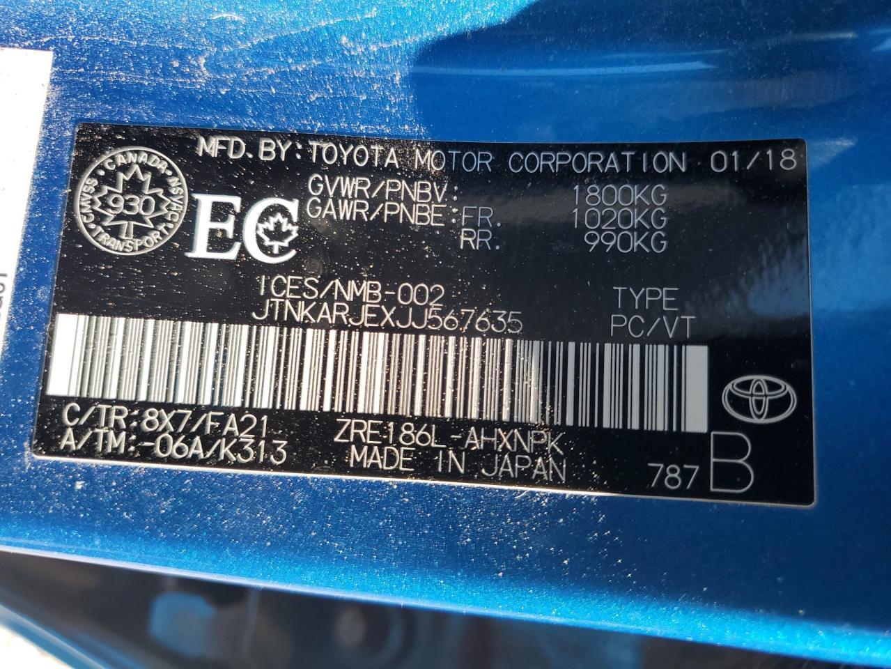 2018 TOYOTA COROLLA