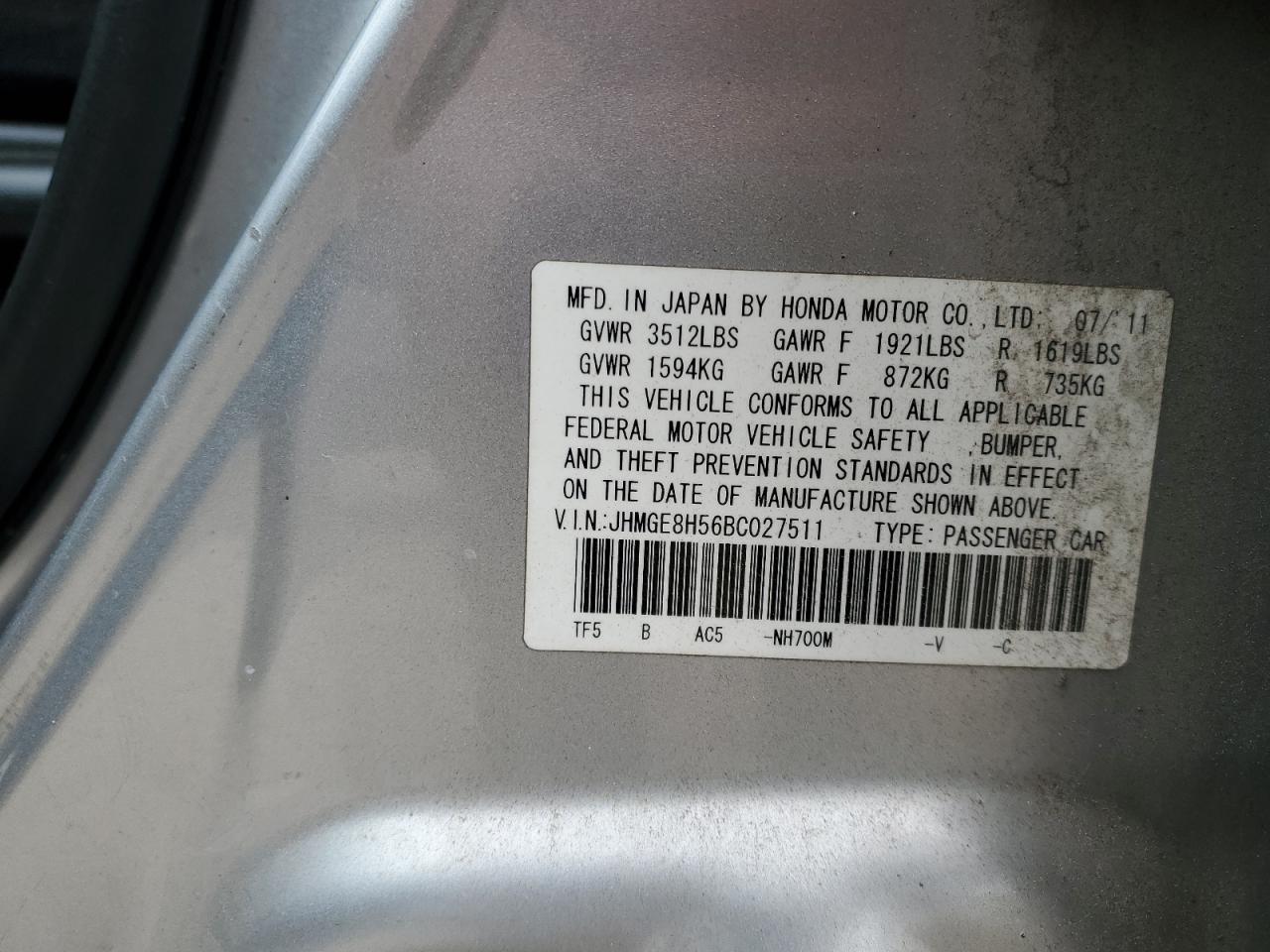 2011 HONDA FIT