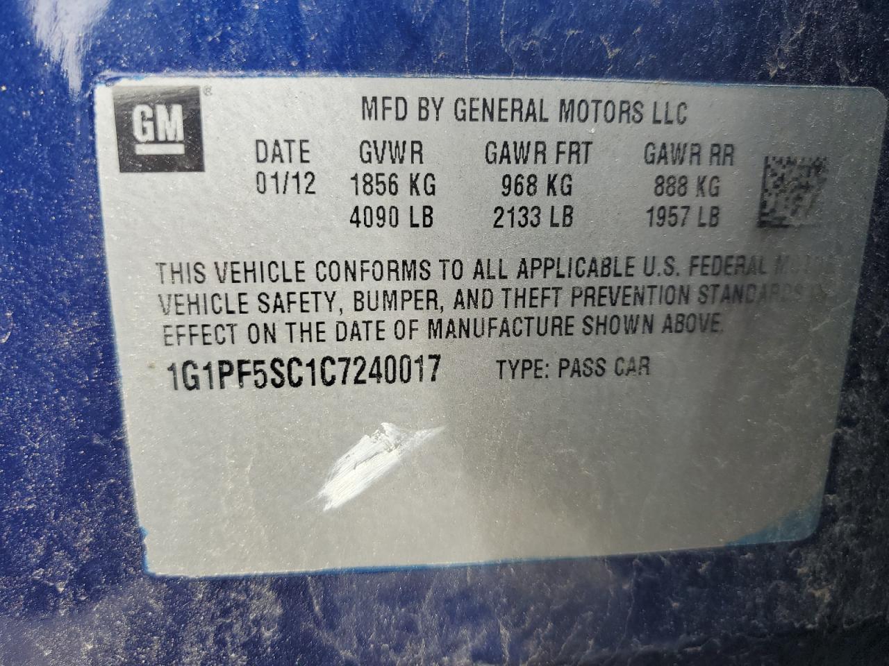 2012 CHEVROLET CRUZE