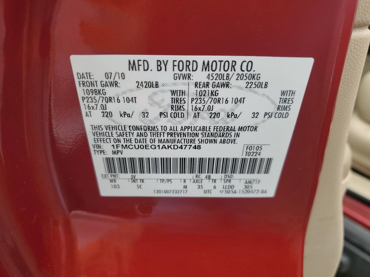 2010 FORD ESCAPE