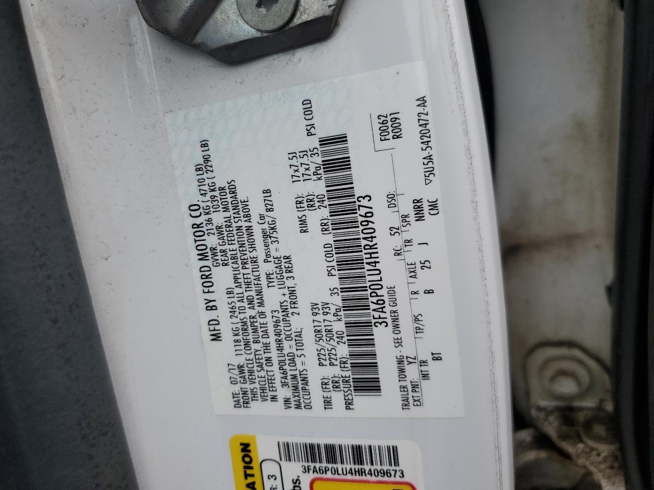 2017 FORD FUSION