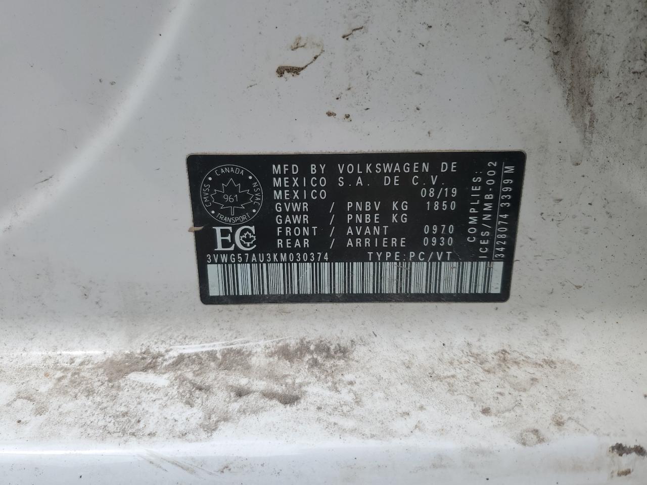 2019 VOLKSWAGEN GOLF
