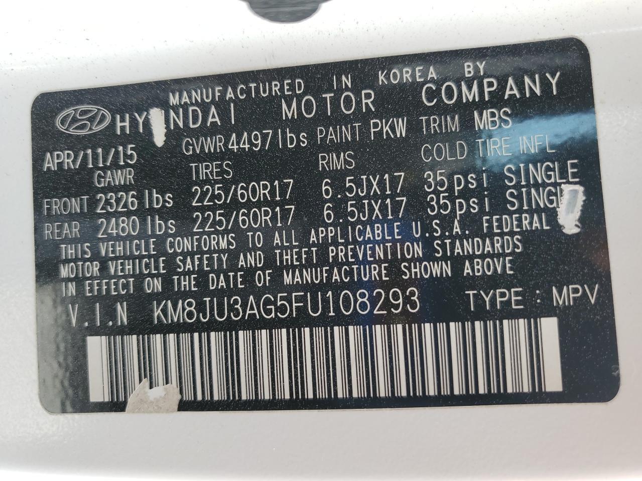 2015 HYUNDAI TUCSON