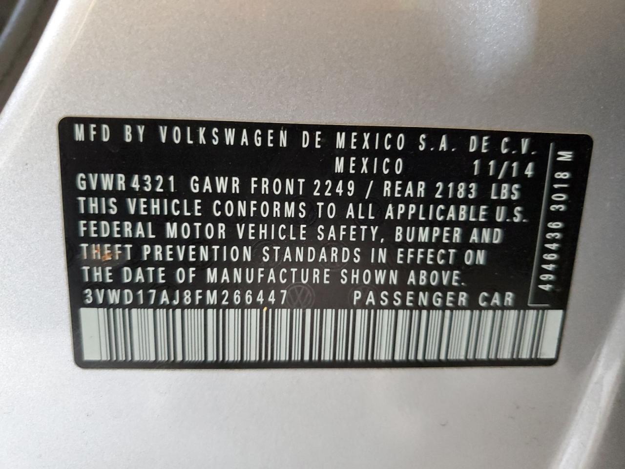 2015 VOLKSWAGEN JETTA