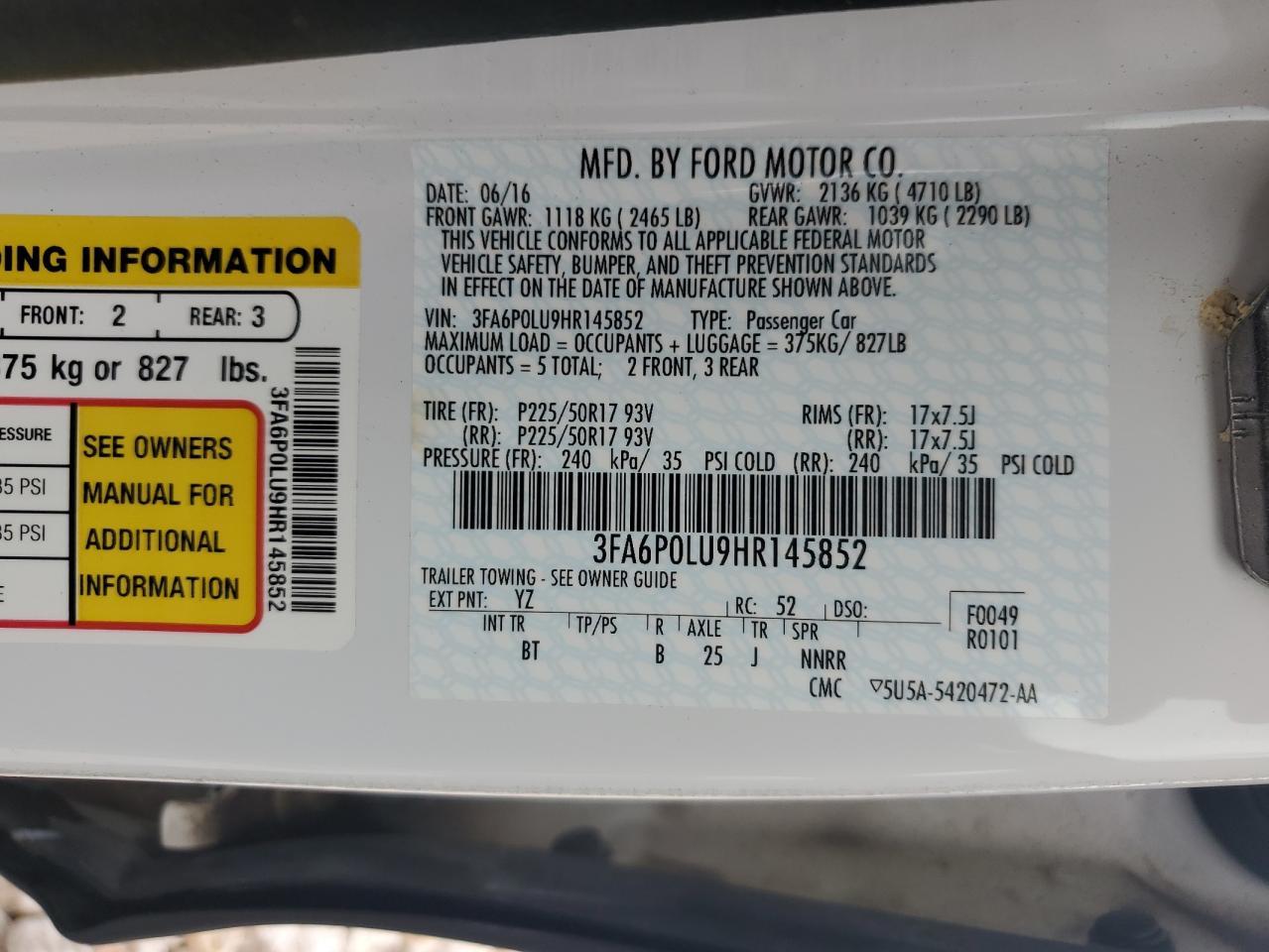 2017 FORD FUSION