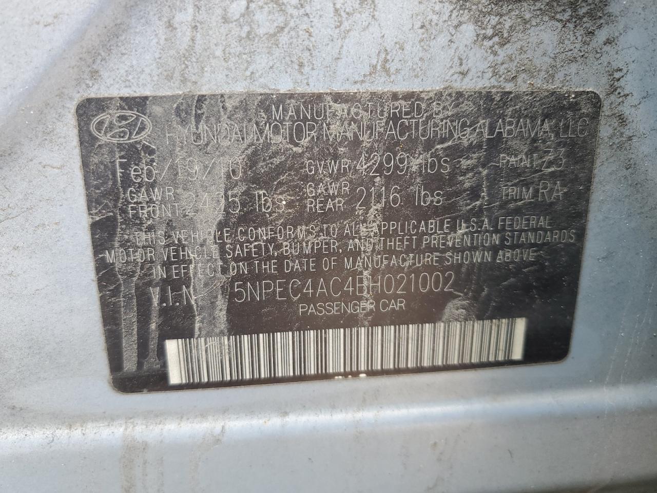 2011 HYUNDAI SONATA