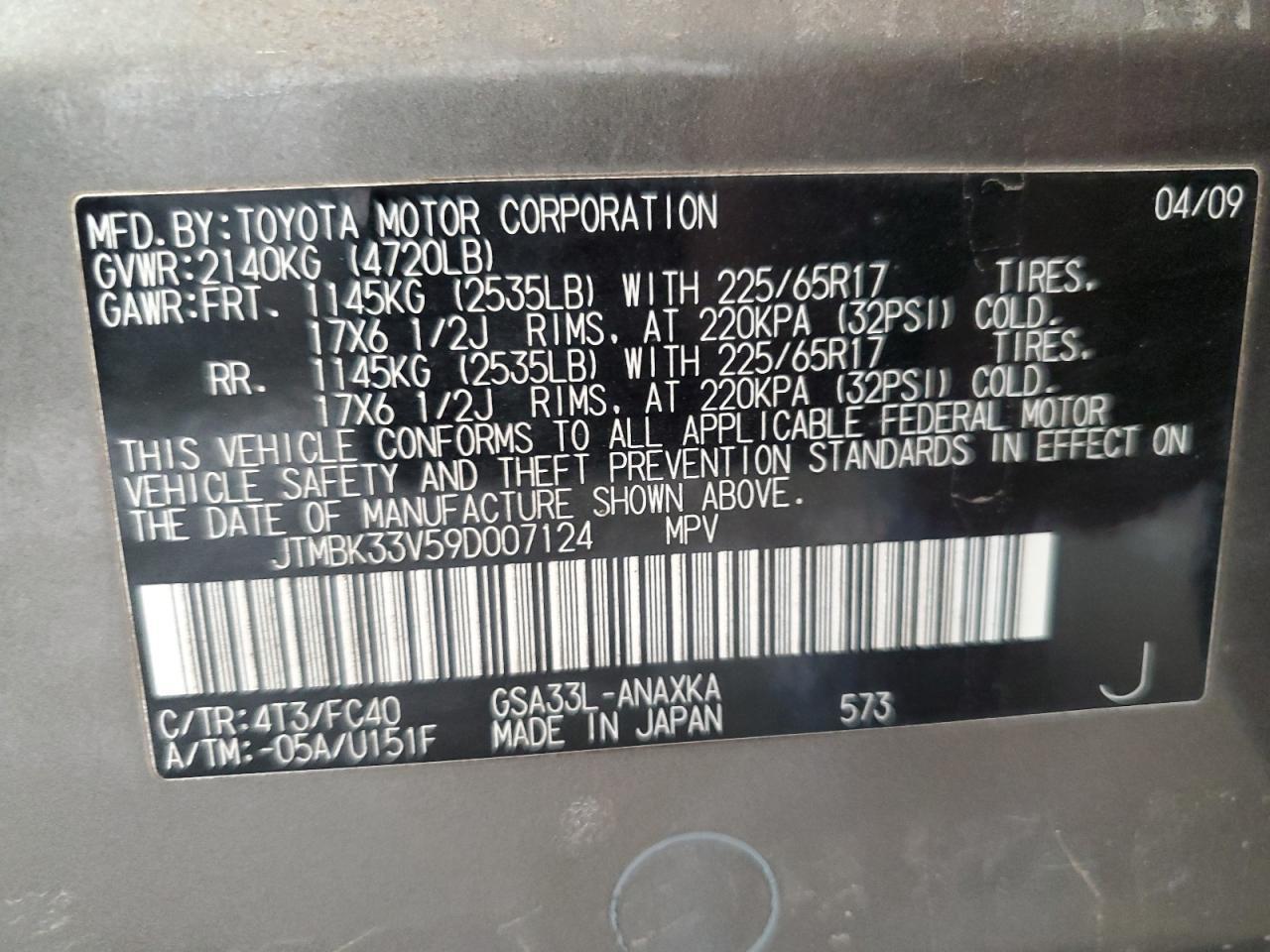 2009 TOYOTA RAV4