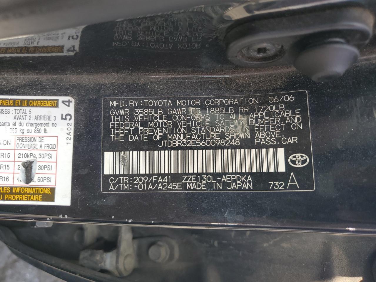 2006 TOYOTA COROLLA