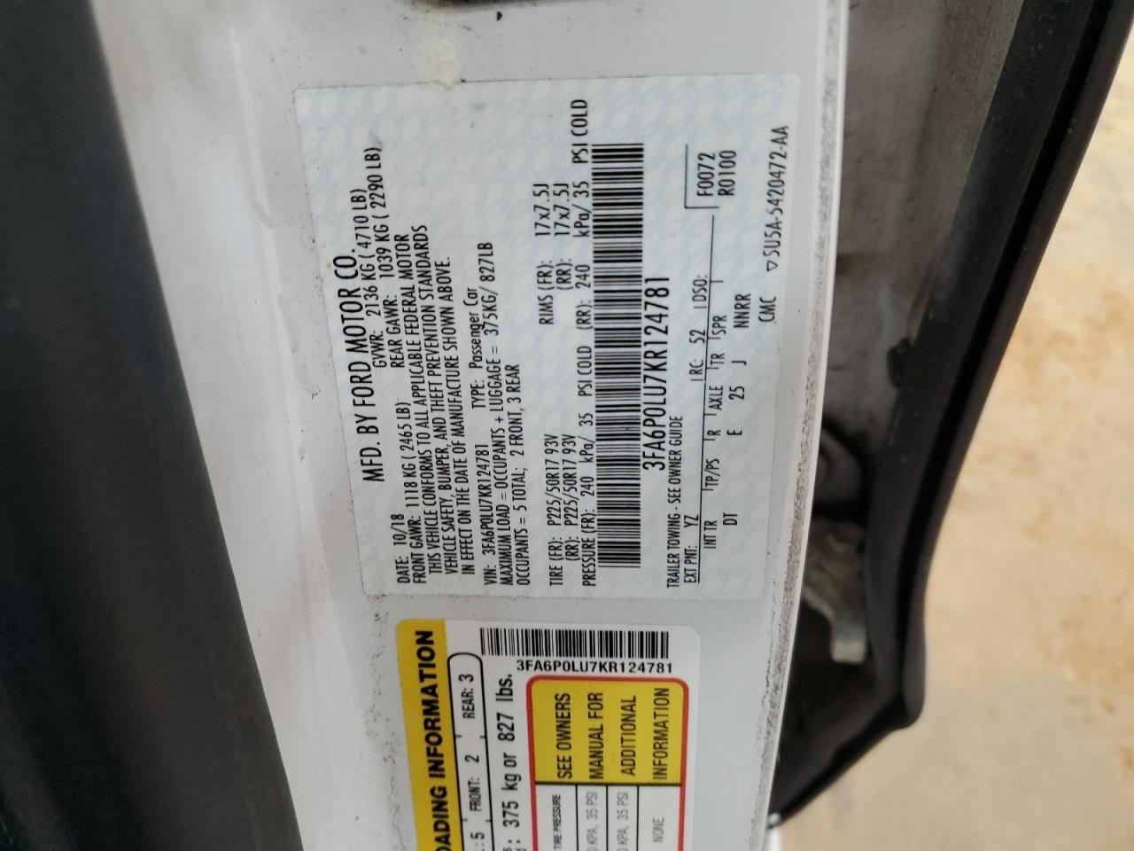 2019 FORD FUSION