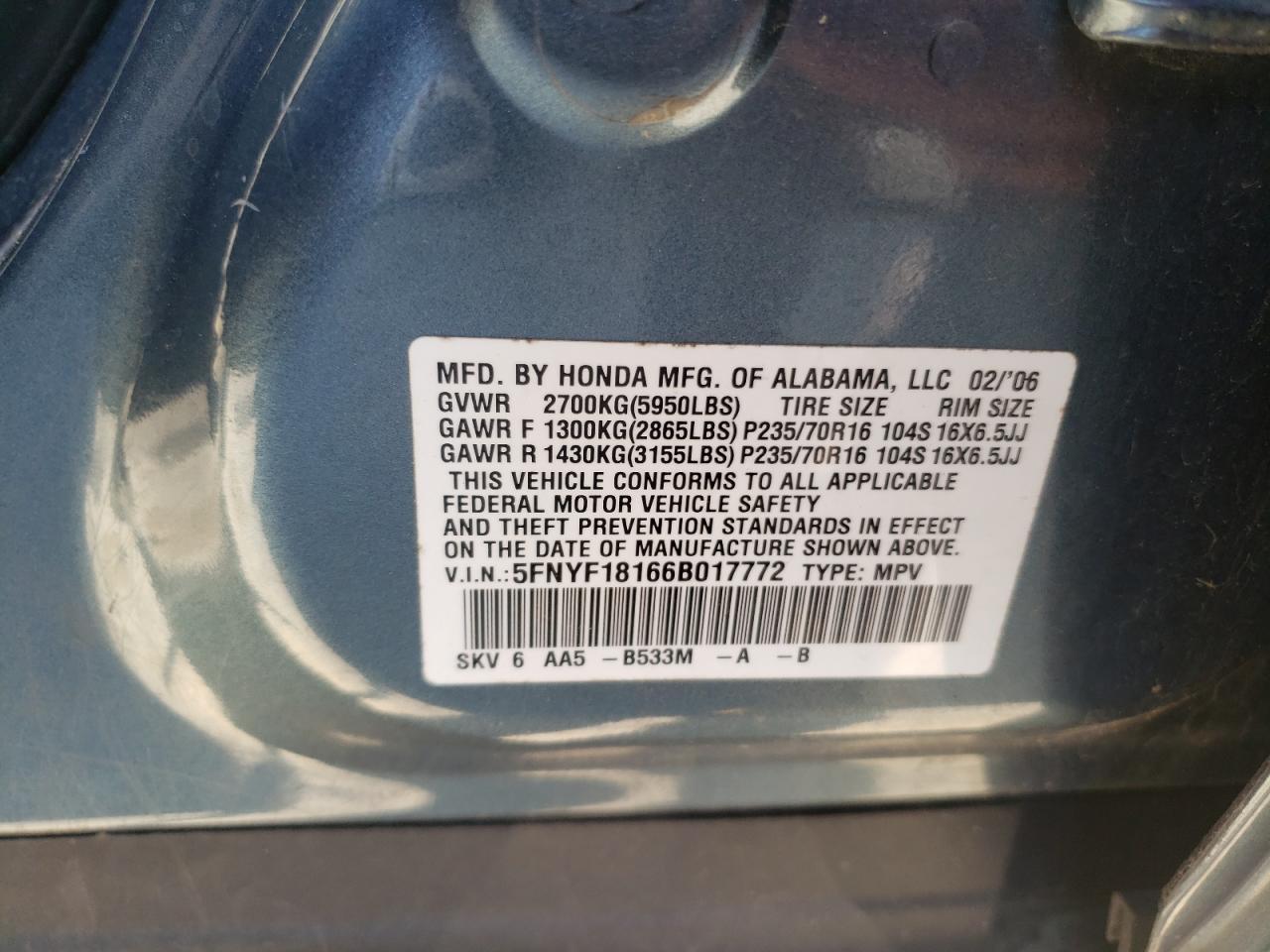 2006 HONDA PILOT