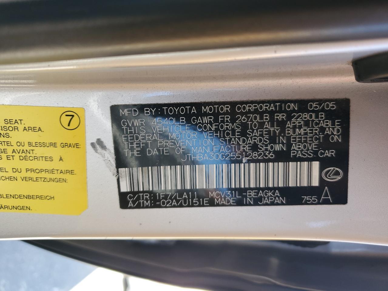 2005 LEXUS ES 330