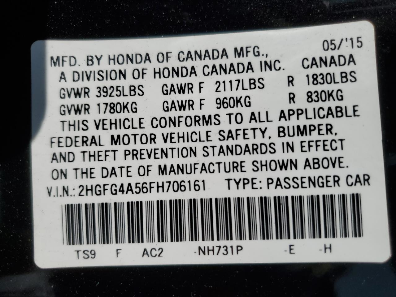 2015 HONDA CIVIC