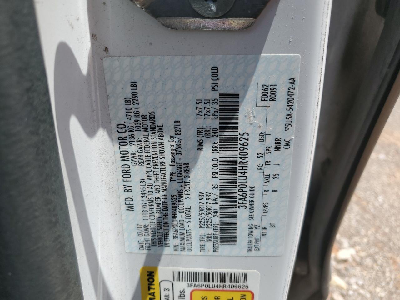 2017 FORD FUSION