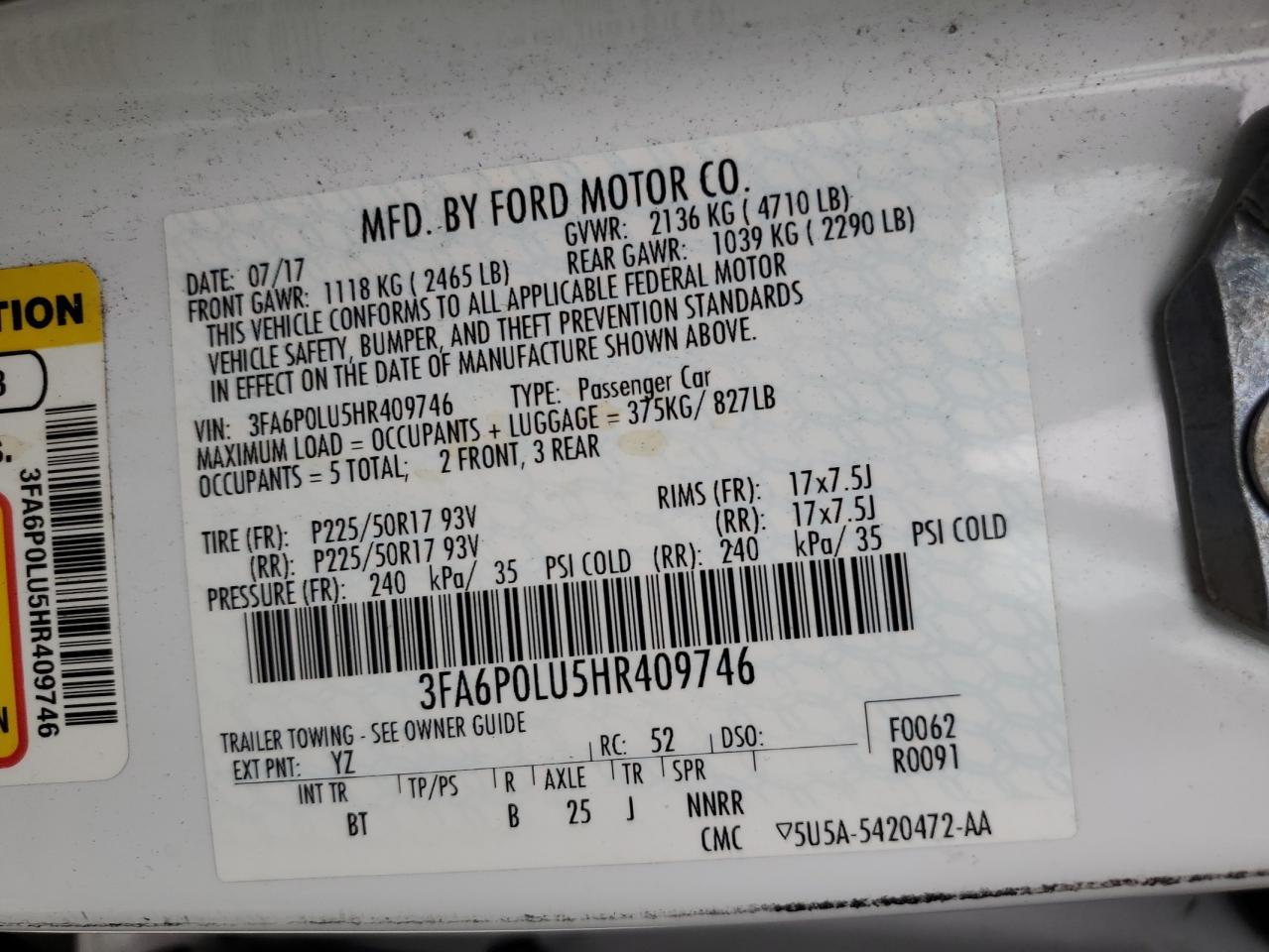 2017 FORD FUSION
