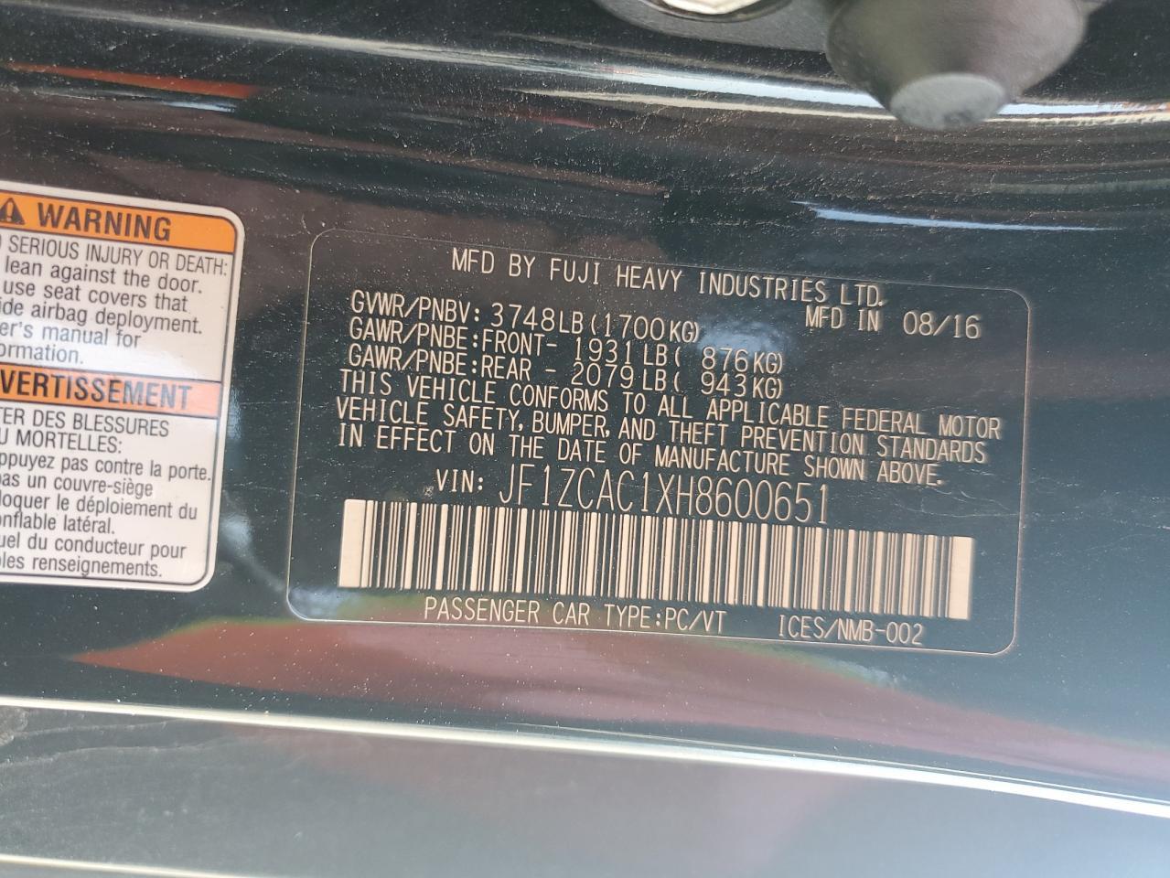 2017 SUBARU BRZ