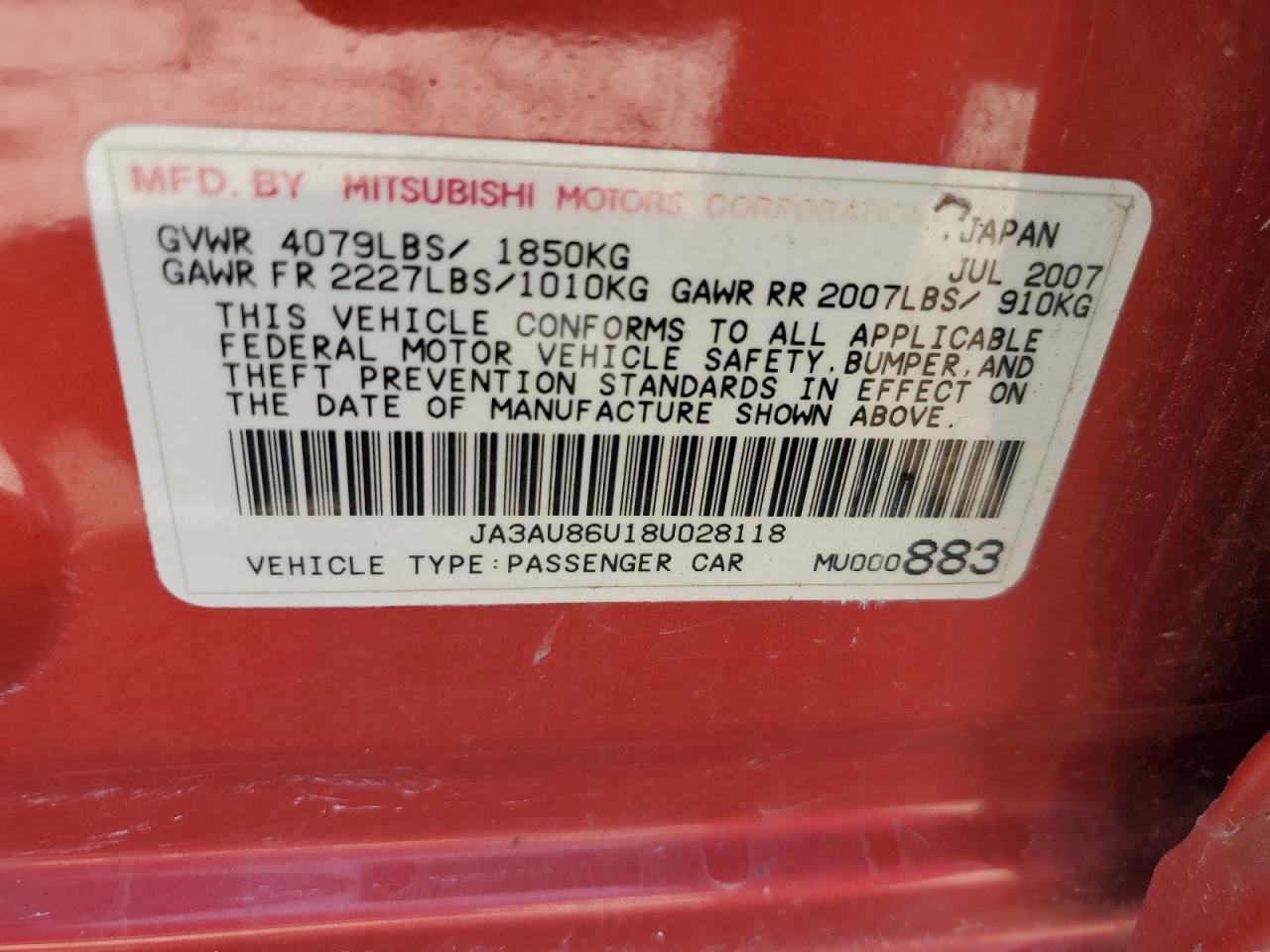 2008 MITSUBISHI LANCER