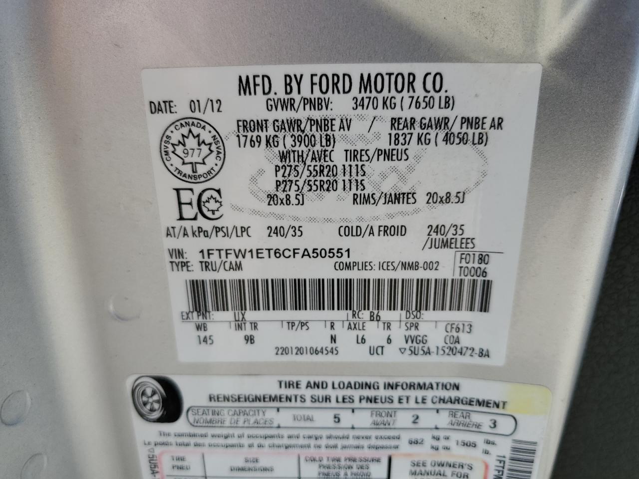 2012 FORD F-150