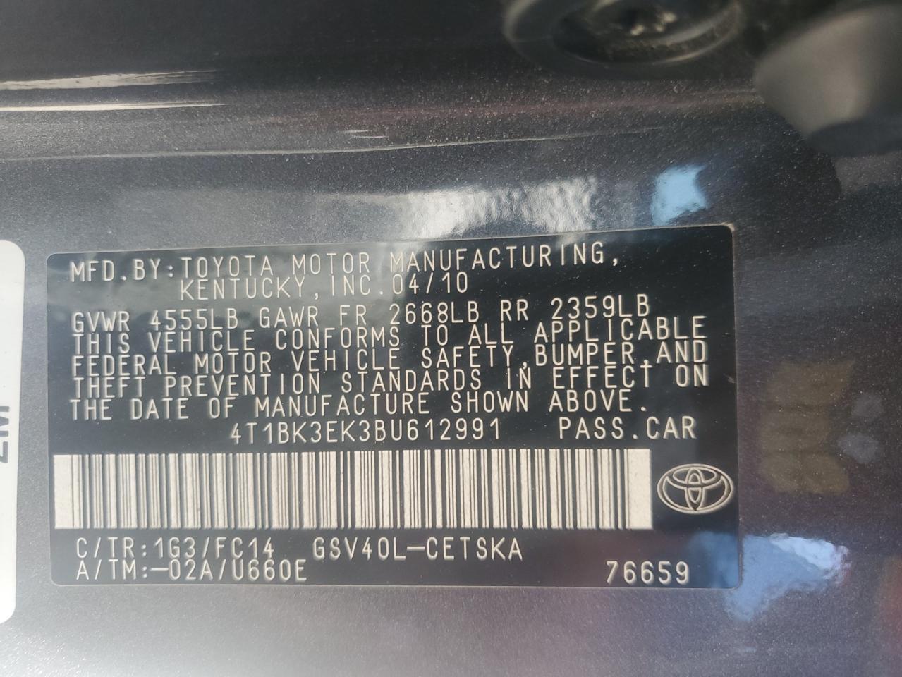 2011 TOYOTA CAMRY