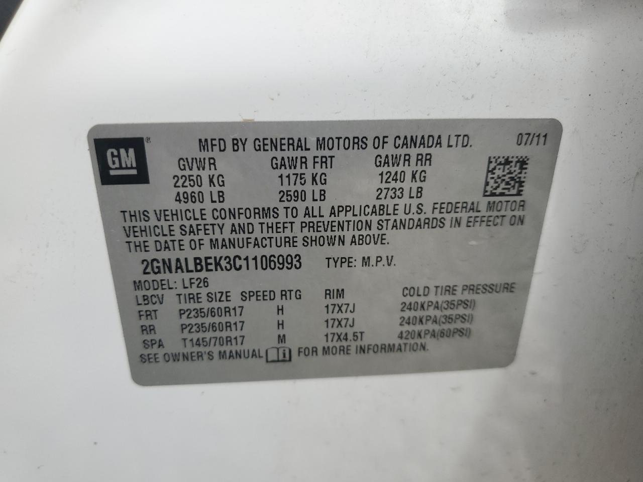 2012 CHEVROLET EQUINOX